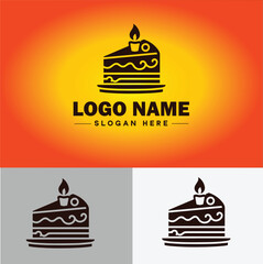 slice of cake icon Cake portion Cake wedge Cake piece flat logo sign symbol editable vector