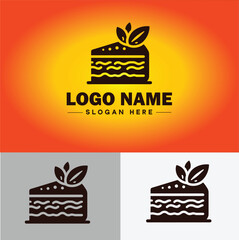 slice of cake icon Cake portion Cake wedge Cake piece flat logo sign symbol editable vector