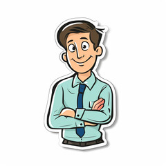 Fototapeta premium Office worker, bright sticker on a white background