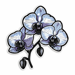 Orchids,  bright sticker on a white background