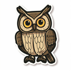 Owl, bright sticker on a white background