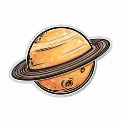 Planet Jupiter, bright sticker on a white background