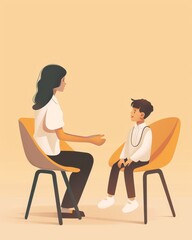 Depict a speech therapist with a child, feeling like she s not making a difference