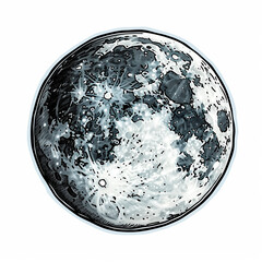 Full moon,  bright sticker on a white background