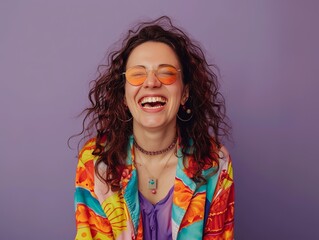 Close up portrait of a woman laughing