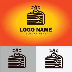 slice of cake icon Cake portion Cake wedge Cake piece flat logo sign symbol editable vector