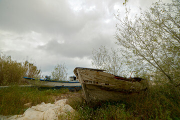 old boat on the river