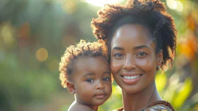 Portrait of beautiful african american mother with her daughter.
