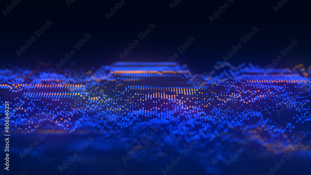 Poster dynamic color wave of particles and lines. abstract futuristic background. big data visualization. 3