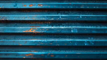 A close up of a blue metal door.