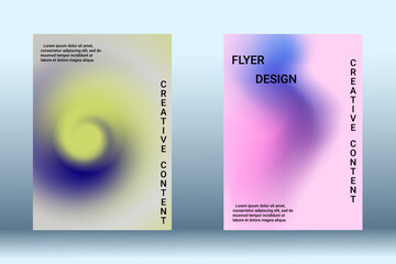 Set for liquid on colorful background. Bright mesh blurred pattern in pink, blue, green tones. Fashionable advertising vector in retro for book, annual, mobile interface, web application.
