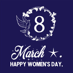 Women's Day hand drawn lettering. Red text isolated on white for postcard, poster, banner design element. Happy Women's Day script calligraphy. Ready holiday