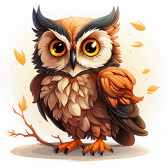Watercolor Willow owl, clipart Illustration, Generative Ai