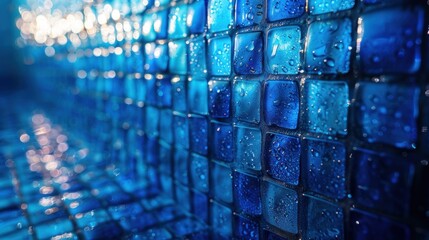 Blue square glass wall