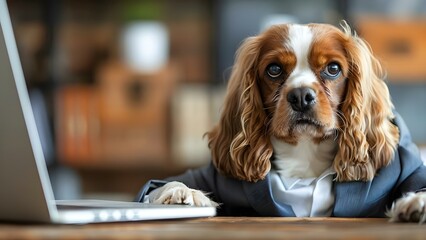 A Dog in a Suit: Humorously Navigating the Corporate World. Concept Pet Fashion, Business Attire, Canine Comedy, Office Humor, Professional Pup