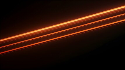 Glowing light orange Neon Lights on a dark Background with Copy Space