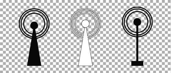 Antenna icon isolated on transparent background. Radio antenna wireless. Technology and network signal radio antenna. Flat design. radio tower design.  eps10.