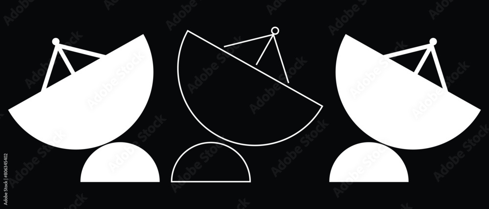Poster radio tower / mast with radio waves for broadcast transmission line art vector icon for apps and web