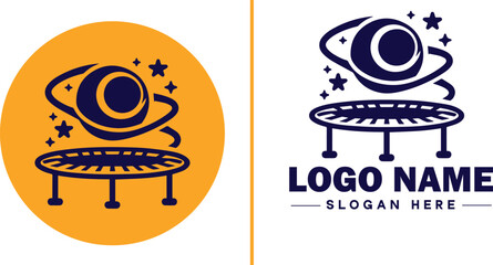 trampoline icon Bounce mat Springboard Jumping pad flat logo sign symbol editable vector