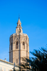 Fototapeta premium Valencia cathedral on Plaza de la Virgen Town Square in Valencia, Spain