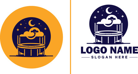 trampoline icon Bounce mat Springboard Jumping pad flat logo sign symbol editable vector