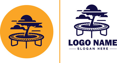 trampoline icon Bounce mat Springboard Jumping pad flat logo sign symbol editable vector