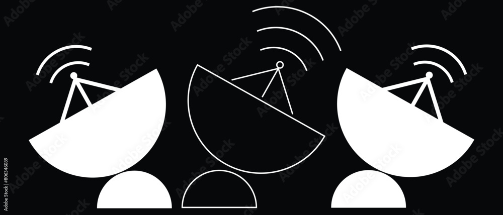 Aufkleber radio tower / mast with radio waves for broadcast transmission line art vector icon for apps and web