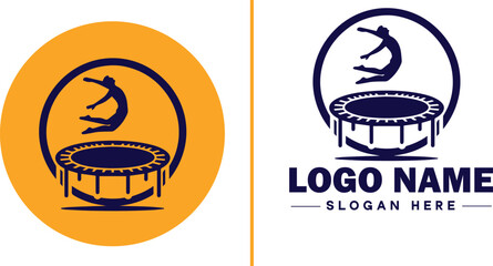 trampoline icon Bounce mat Springboard Jumping pad flat logo sign symbol editable vector