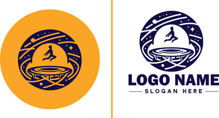 trampoline icon Bounce mat Springboard Jumping pad flat logo sign symbol editable vector