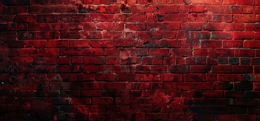 a close up of a red brick wall with a dark background
