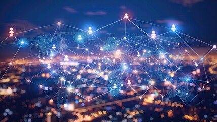 Fototapeta premium global map with digital networks displayed