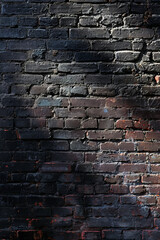 A brick wall with shadows on it.