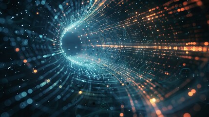 Obraz premium Neon power futuristic energy tunnel wallpaper background