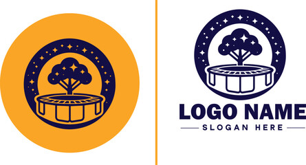 trampoline icon Bounce mat Springboard Jumping pad flat logo sign symbol editable vector