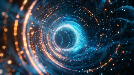 Obraz premium Neon power futuristic energy tunnel wallpaper background