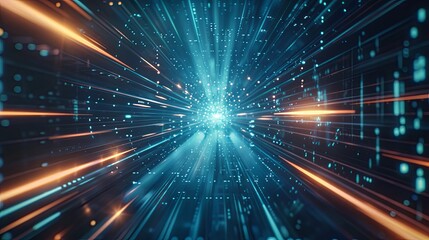 Obraz premium Neon power futuristic energy tunnel wallpaper background