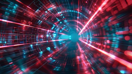 Obraz premium Neon power futuristic energy tunnel wallpaper background
