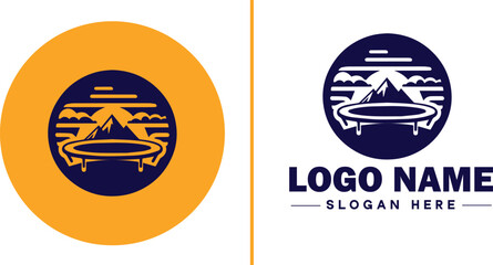 trampoline icon Bounce mat Springboard Jumping pad flat logo sign symbol editable vector