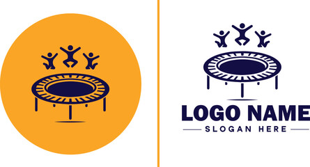 trampoline icon Bounce mat Springboard Jumping pad flat logo sign symbol editable vector