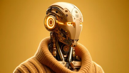 Sleek Stylish Cyberpunk Robot in Tan and Honey Shades