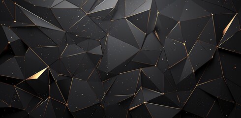 black and gold geometric background, with dark grey triangles, abstract
