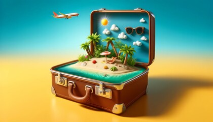 Tropical Vacation Escape in a Travel Suitcase