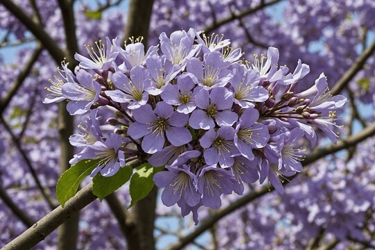 Beautiful Paulownia tomentosa tree in bloom