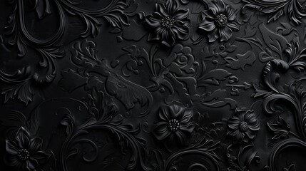 Luxury black background with floral ornament