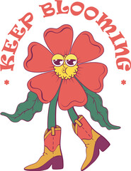 Flower retro groovy mascot sublimation design