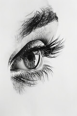 Fototapeta premium A close up of a woman's eye with long lashes.