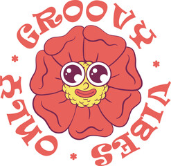 Flower retro groovy mascot sublimation design