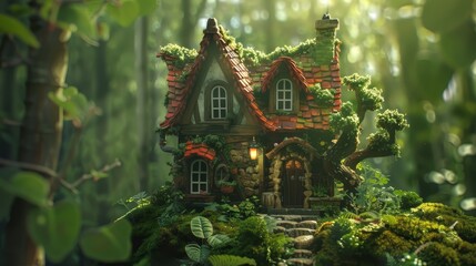 Forest dwarf fantasy house wallpaper background