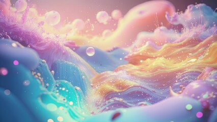 Trendy Abstract vibrant 3D background with slime effect and volumetric figures for presentation background or video creation