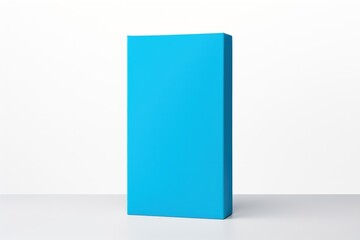 Blue tall product box copy space is isolated against a white background for ad advertising sale alert or news blank copyspace for design text photo website 